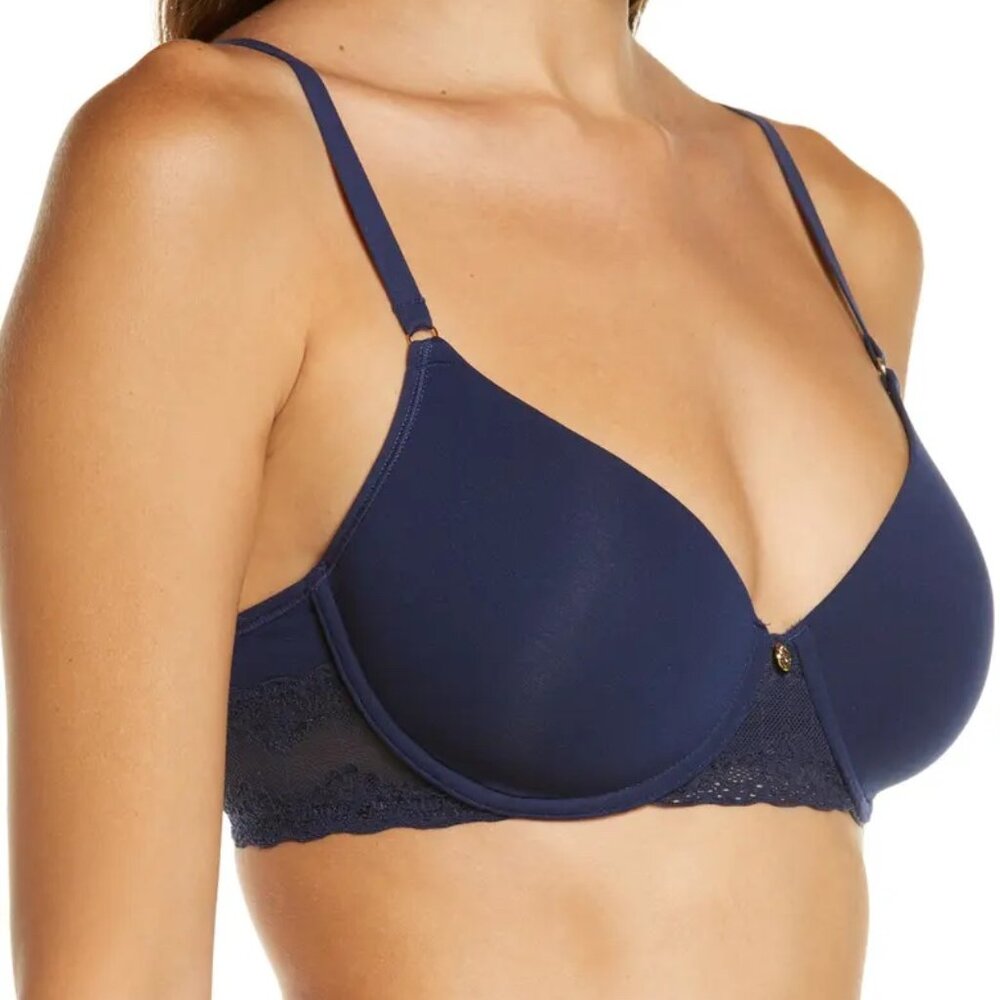 Natori Bliss Perfection Underwire Contour Bra in Midnight Navy - Picture 2 of 4